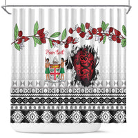 Fiji Heart Tribal Personalised Shower Curtain Polynesian Patterns LT9 White - Polynesian Pride