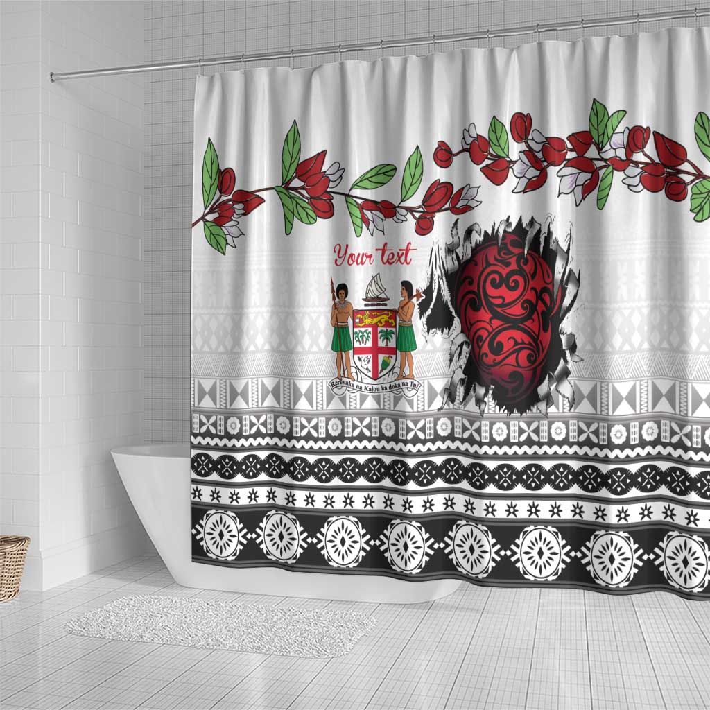 Fiji Heart Tribal Personalised Shower Curtain Polynesian Patterns LT9 - Polynesian Pride