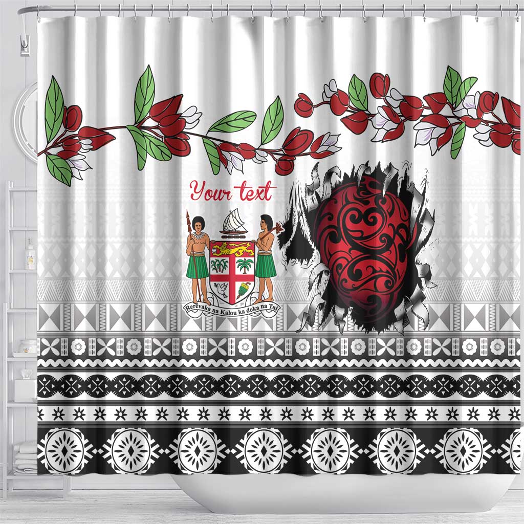 Fiji Heart Tribal Personalised Shower Curtain Polynesian Patterns LT9 - Polynesian Pride