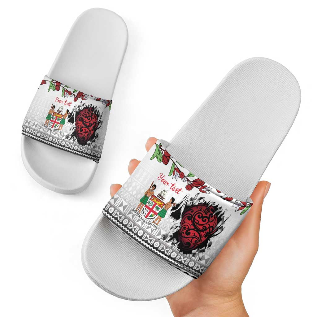 Fiji Heart Tribal Personalised Slide Sandals Polynesian Patterns LT9 - Polynesian Pride
