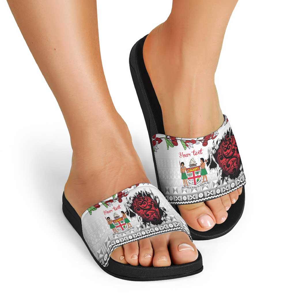 Fiji Heart Tribal Personalised Slide Sandals Polynesian Patterns LT9 - Polynesian Pride