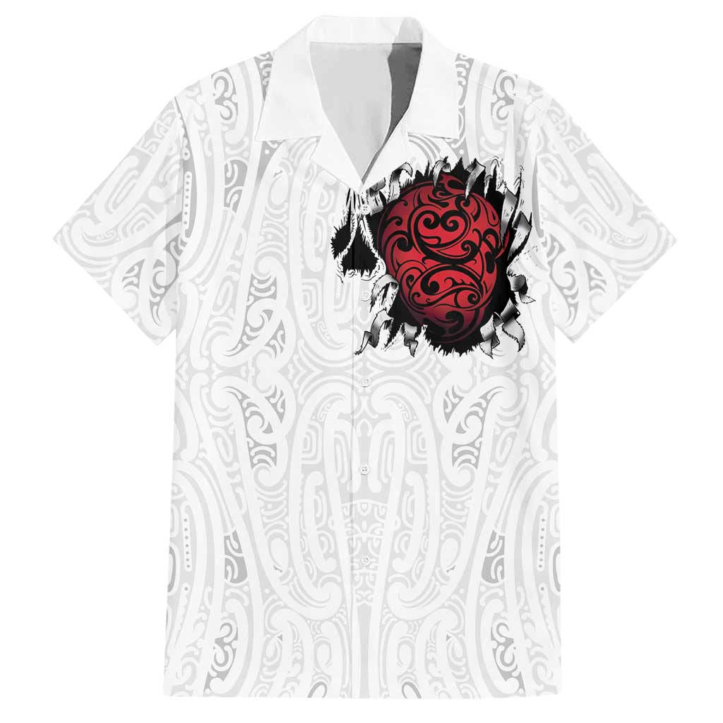New Zealand Maori Heart Tribal Personalised Hawaiian Shirt Polynesian Patterns LT9 White - Polynesian Pride