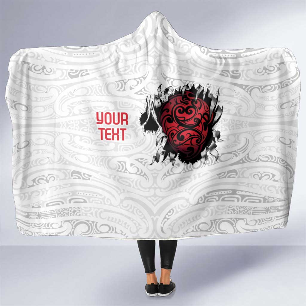 New Zealand Maori Heart Tribal Personalised Hooded Blanket Polynesian Patterns LT9 One Size White - Polynesian Pride