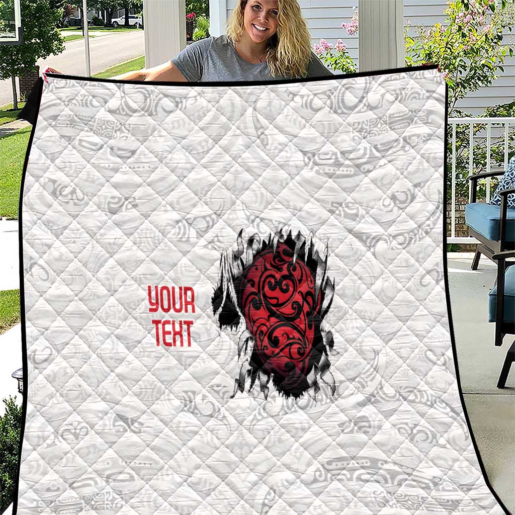 New Zealand Maori Heart Tribal Personalised Quilt Polynesian Patterns LT9 White - Polynesian Pride
