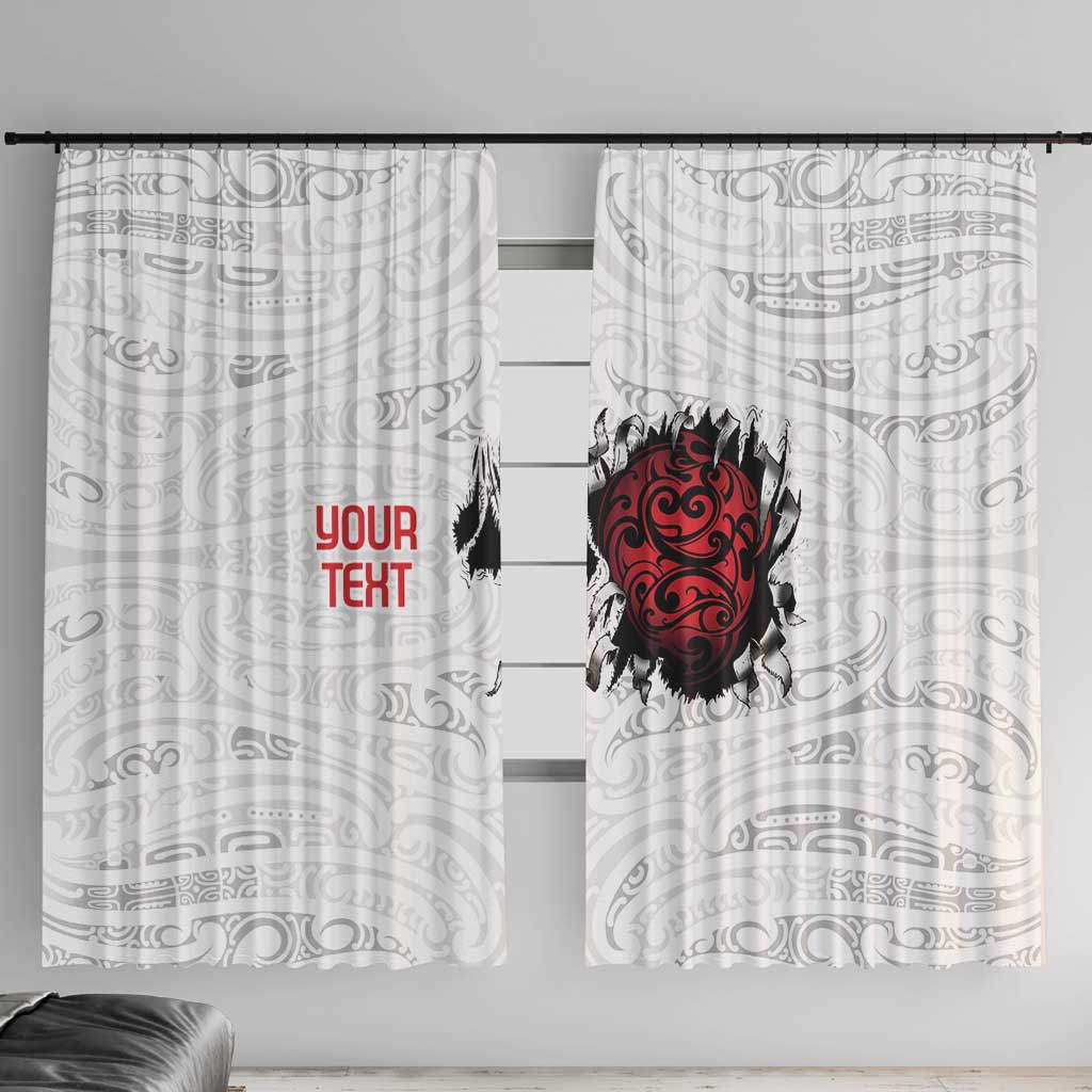 New Zealand Maori Heart Tribal Personalised Window Curtain Polynesian Patterns LT9 With Hooks White - Polynesian Pride