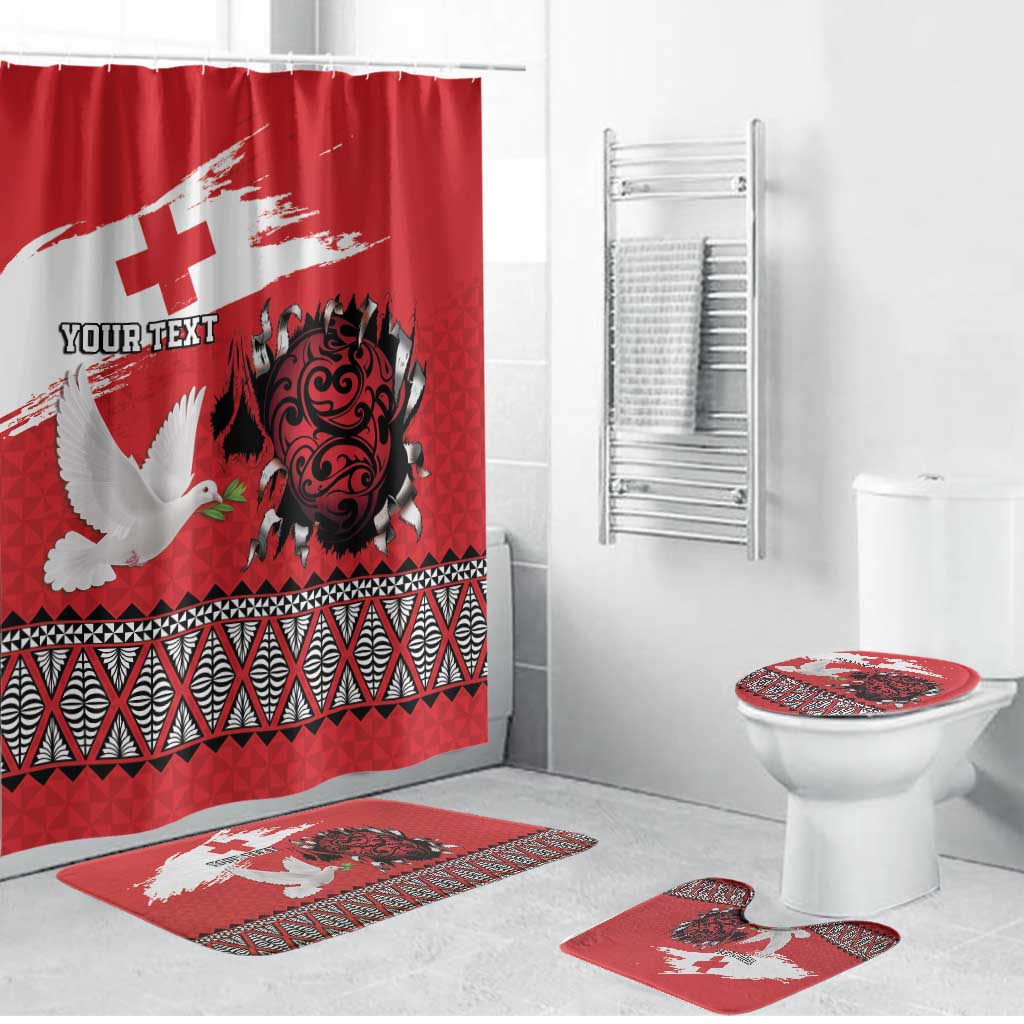 Tonga Heart Tribal Personalised Bathroom Set Polynesian Patterns LT9 Bathroom Set (4 pcs) Red - Polynesian Pride