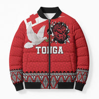 Tonga Heart Tribal Personalised Bomber Puffer Jacket Polynesian Patterns LT9 Unisex Red - Polynesian Pride