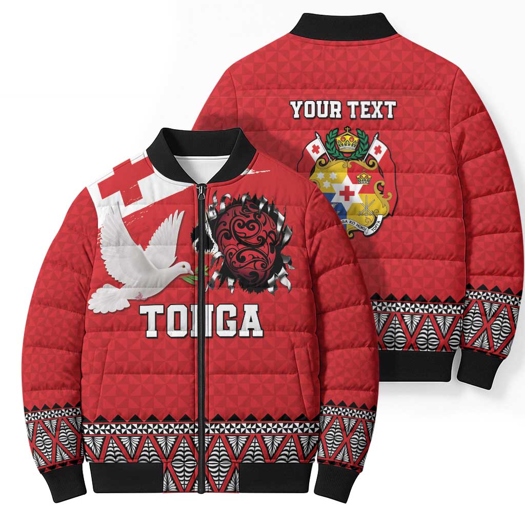 Tonga Heart Tribal Personalised Bomber Puffer Jacket Polynesian Patterns LT9 - Polynesian Pride
