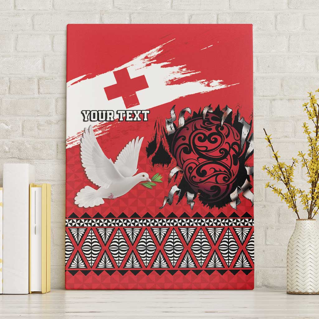 Tonga Heart Tribal Personalised Canvas Wall Art Polynesian Patterns LT9 Without Frame Red - Polynesian Pride