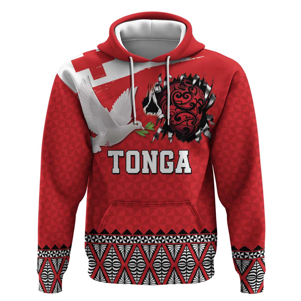 Tonga Heart Tribal Personalised Hoodie Polynesian Patterns LT9 Pullover Hoodie Red - Polynesian Pride