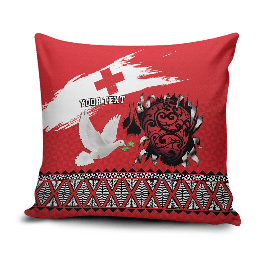 Tonga Heart Tribal Personalised Pillow Cover Polynesian Patterns LT9 Red - Polynesian Pride