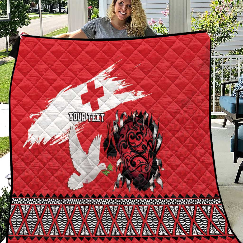 Tonga Heart Tribal Personalised Quilt Polynesian Patterns LT9 Red - Polynesian Pride