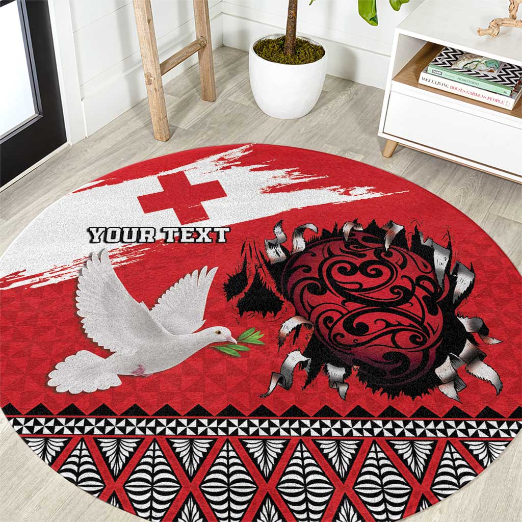 Tonga Heart Tribal Personalised Round Carpet Polynesian Patterns LT9 Red - Polynesian Pride