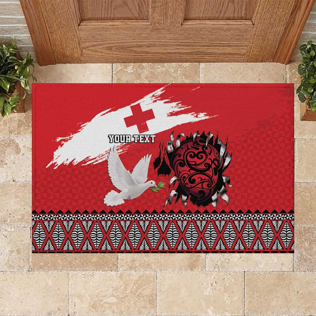 Tonga Heart Tribal Personalised Rubber Doormat Polynesian Patterns LT9 Red - Polynesian Pride