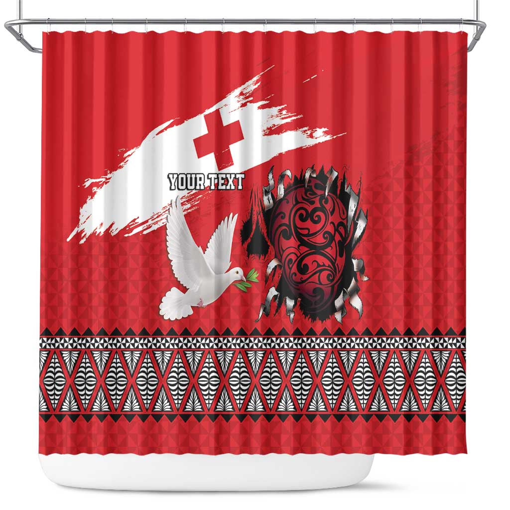 Tonga Heart Tribal Personalised Shower Curtain Polynesian Patterns LT9 Red - Polynesian Pride