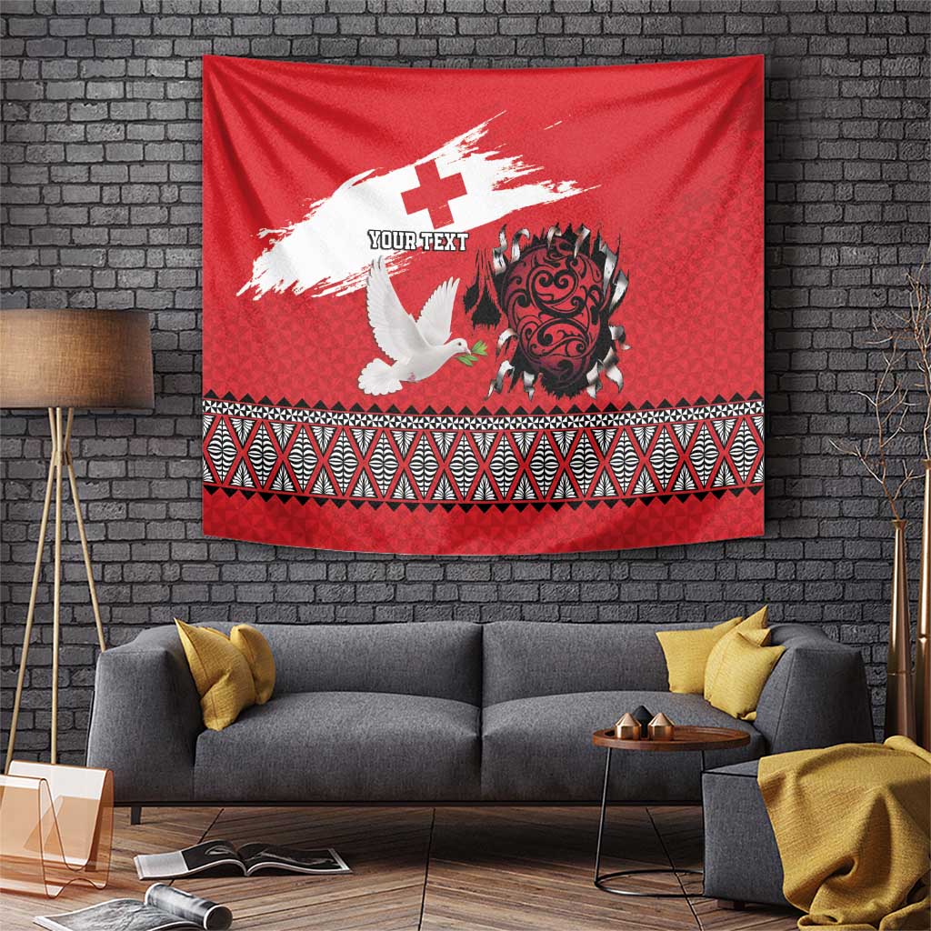 Tonga Heart Tribal Personalised Tapestry Polynesian Patterns LT9 Red - Polynesian Pride