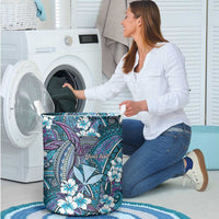 Personalised Hawaii Tribal Humpback Whale Laundry Basket Polu Hibiscus Seamless Pattern LT9 - Polynesian Pride
