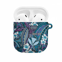 Personalised Hawaii Tribal Humpback Whale AirPods Case Polu Hibiscus Seamless Pattern LT9 Blue - Polynesian Pride