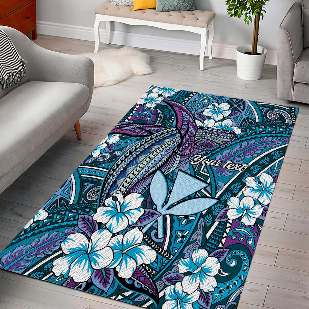 Personalised Hawaii Tribal Humpback Whale Area Rug Polu Hibiscus Seamless Pattern LT9 - Polynesian Pride