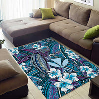 Personalised Hawaii Tribal Humpback Whale Area Rug Polu Hibiscus Seamless Pattern LT9 - Polynesian Pride