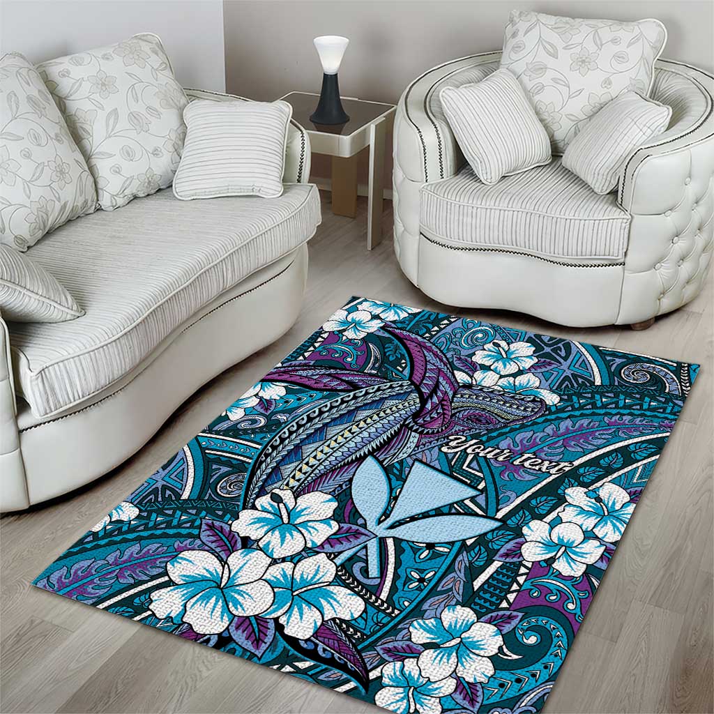 Personalised Hawaii Tribal Humpback Whale Area Rug Polu Hibiscus Seamless Pattern LT9 - Polynesian Pride
