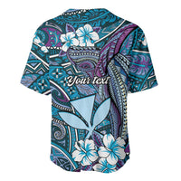 Personalised Hawaii Tribal Humpback Whale Baseball Jersey Polu Hibiscus Seamless Pattern LT9 - Polynesian Pride