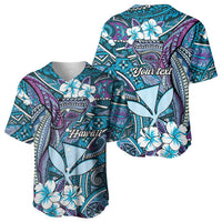Personalised Hawaii Tribal Humpback Whale Baseball Jersey Polu Hibiscus Seamless Pattern LT9 - Polynesian Pride