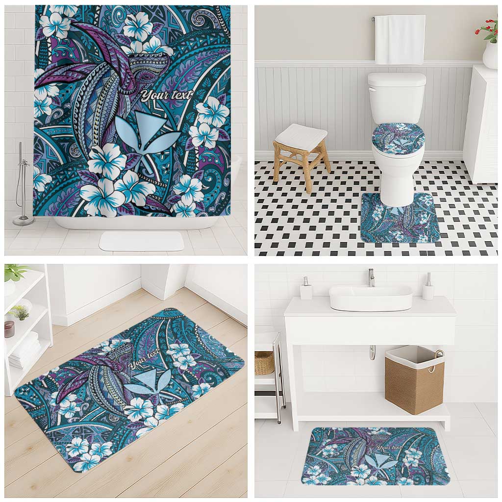 Personalised Hawaii Tribal Humpback Whale Bathroom Set Polu Hibiscus Seamless Pattern LT9 - Polynesian Pride