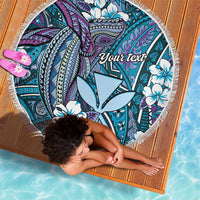 Personalised Hawaii Tribal Humpback Whale Beach Blanket Polu Hibiscus Seamless Pattern LT9 - Polynesian Pride