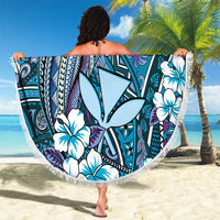 Personalised Hawaii Tribal Humpback Whale Beach Blanket Polu Hibiscus Seamless Pattern LT9 - Polynesian Pride