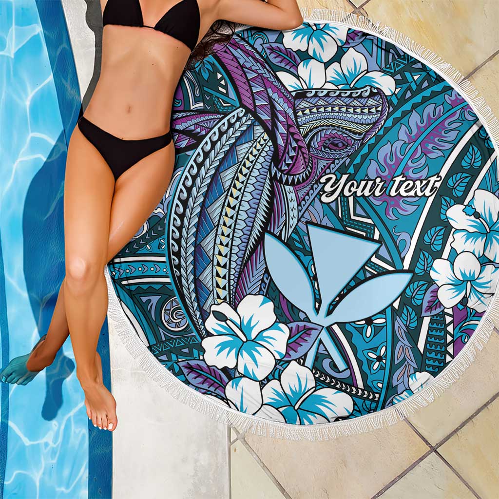 Personalised Hawaii Tribal Humpback Whale Beach Blanket Polu Hibiscus Seamless Pattern LT9 - Polynesian Pride