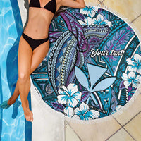 Personalised Hawaii Tribal Humpback Whale Beach Blanket Polu Hibiscus Seamless Pattern LT9 - Polynesian Pride