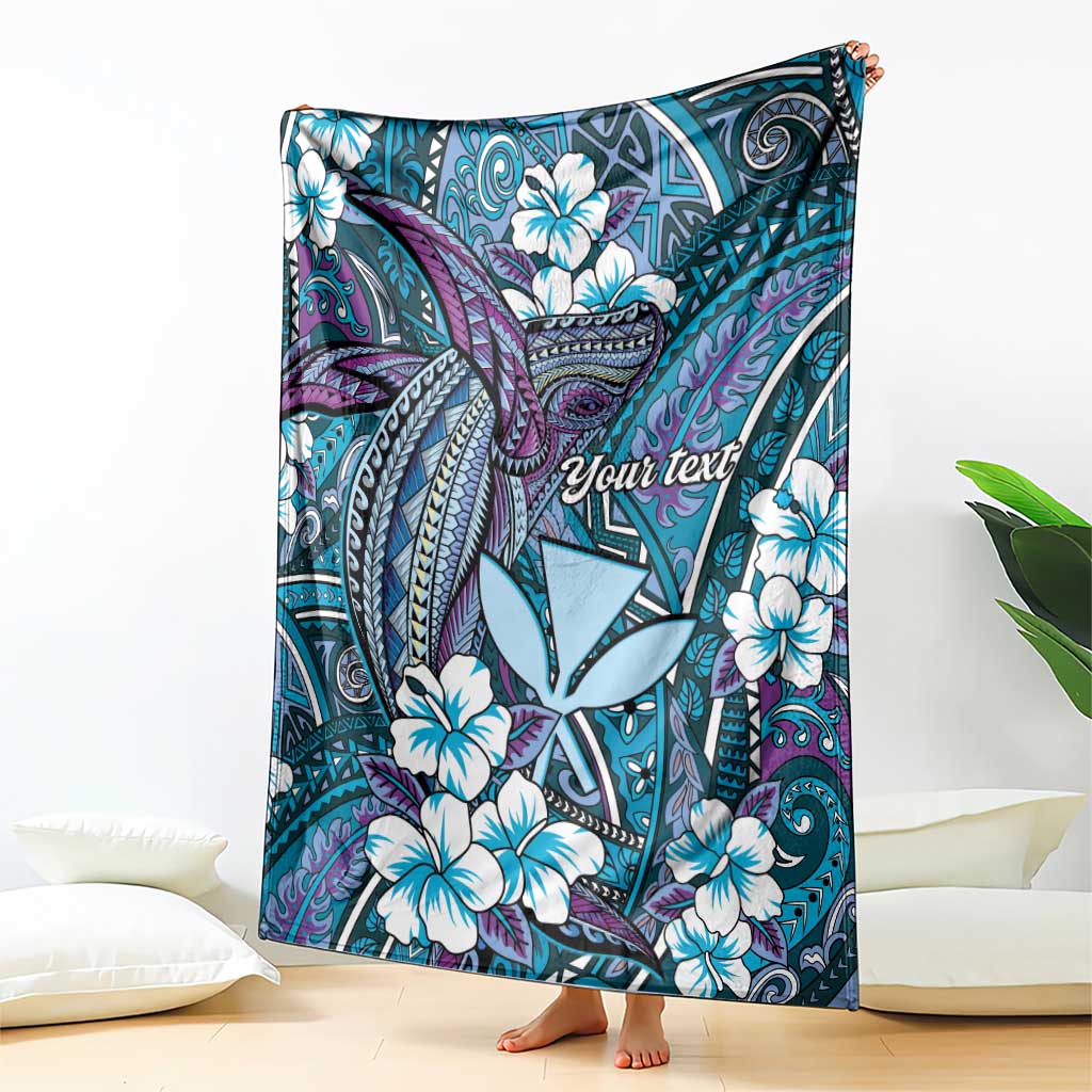Personalised Hawaii Tribal Humpback Whale Blanket Polu Hibiscus Seamless Pattern LT9 - Polynesian Pride