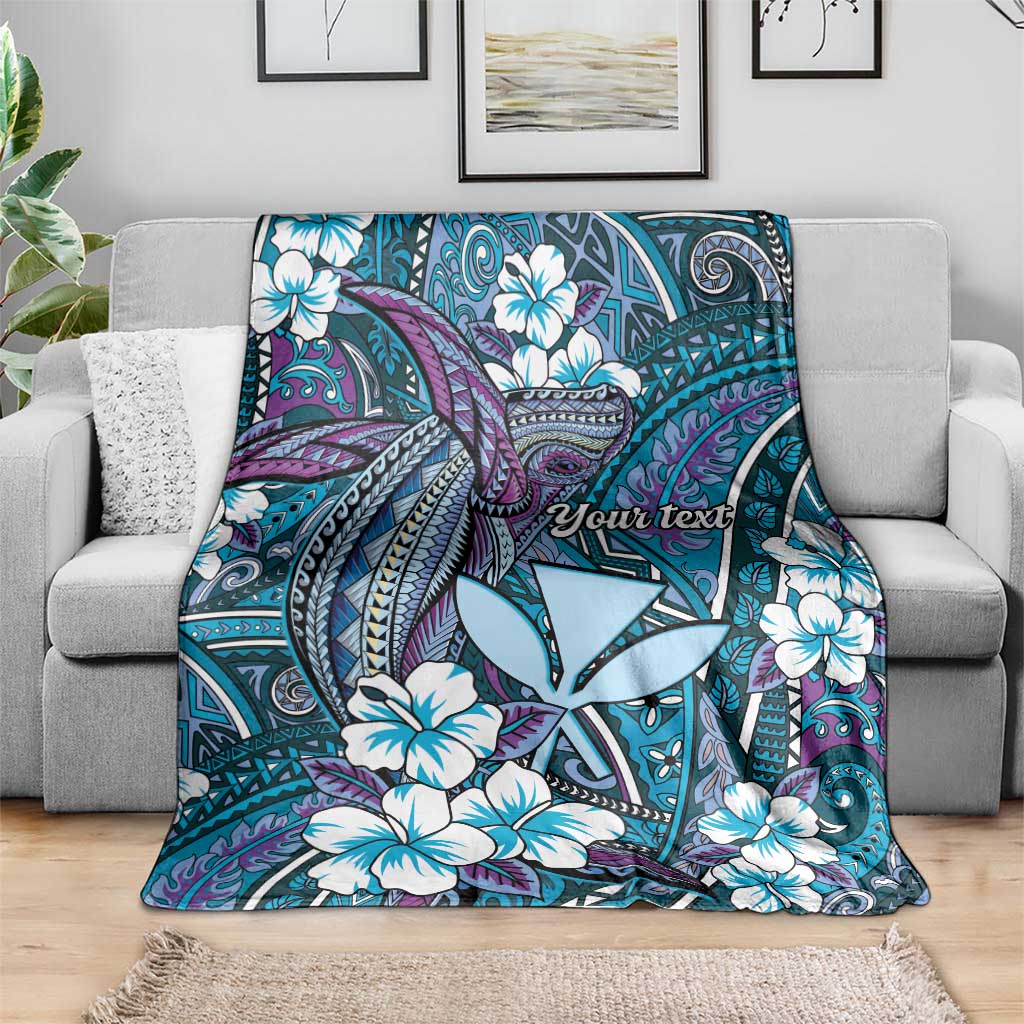 Personalised Hawaii Tribal Humpback Whale Blanket Polu Hibiscus Seamless Pattern LT9 - Polynesian Pride