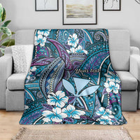Personalised Hawaii Tribal Humpback Whale Blanket Polu Hibiscus Seamless Pattern LT9 - Polynesian Pride