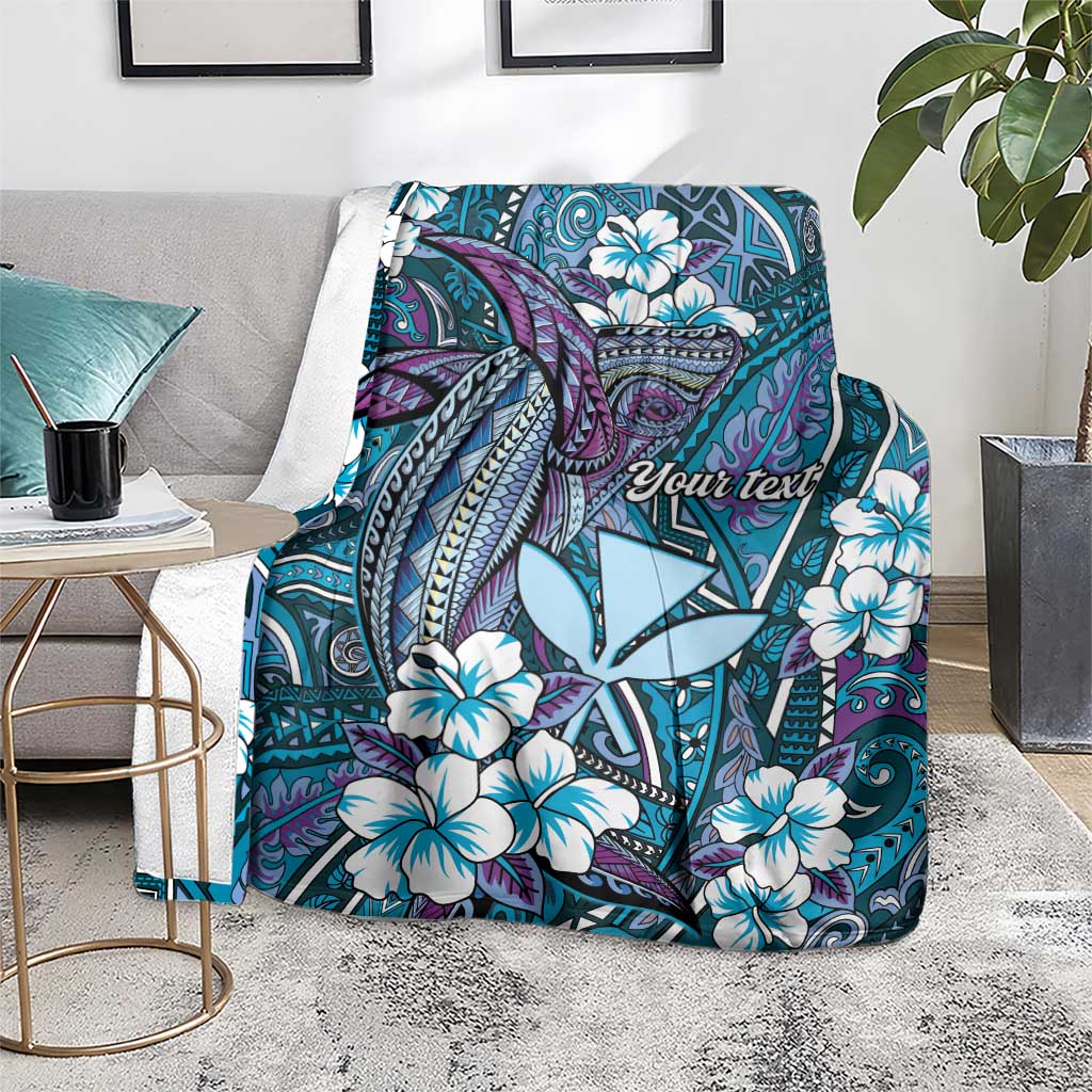 Personalised Hawaii Tribal Humpback Whale Blanket Polu Hibiscus Seamless Pattern LT9 - Polynesian Pride