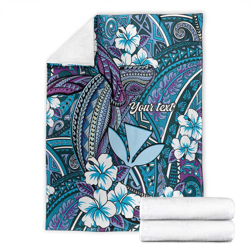 Personalised Hawaii Tribal Humpback Whale Blanket Polu Hibiscus Seamless Pattern LT9 - Polynesian Pride