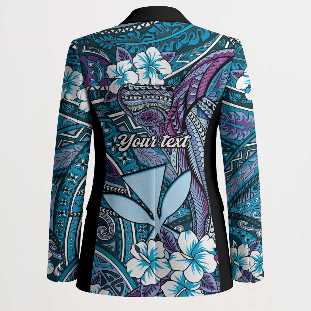 Personalised Hawaii Tribal Humpback Whale Blazer Polu Hibiscus Seamless Pattern LT9 - Polynesian Pride