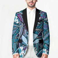 Personalised Hawaii Tribal Humpback Whale Blazer Polu Hibiscus Seamless Pattern LT9 - Polynesian Pride