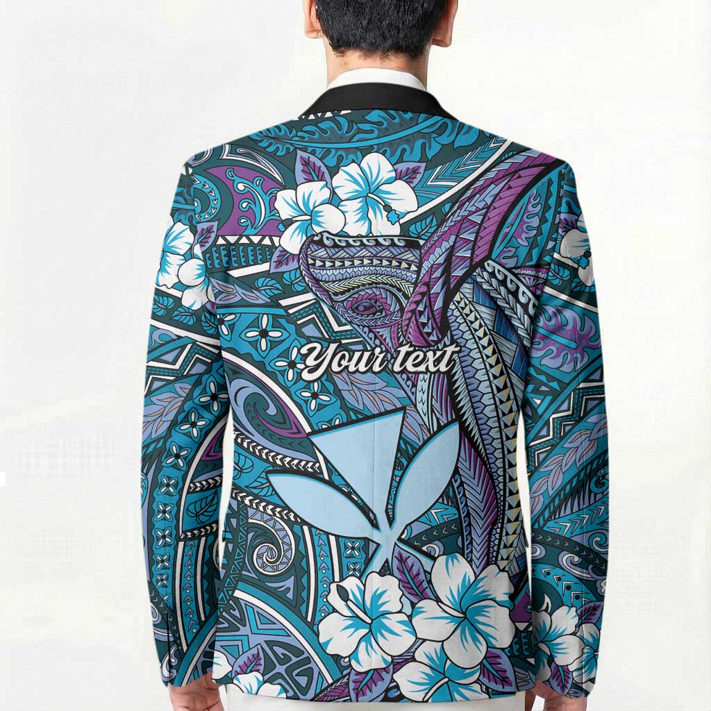 Personalised Hawaii Tribal Humpback Whale Blazer Polu Hibiscus Seamless Pattern LT9 - Polynesian Pride