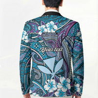 Personalised Hawaii Tribal Humpback Whale Blazer Polu Hibiscus Seamless Pattern LT9 - Polynesian Pride