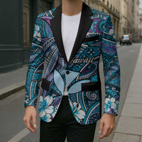 Personalised Hawaii Tribal Humpback Whale Blazer Polu Hibiscus Seamless Pattern LT9 - Polynesian Pride