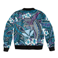 Personalised Hawaii Tribal Humpback Whale Bomber Jacket Polu Hibiscus Seamless Pattern LT9 - Polynesian Pride