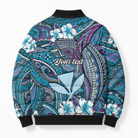 Personalised Hawaii Tribal Humpback Whale Bomber Puffer Jacket Polu Hibiscus Seamless Pattern LT9 - Polynesian Pride