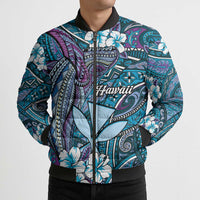 Personalised Hawaii Tribal Humpback Whale Bomber Puffer Jacket Polu Hibiscus Seamless Pattern LT9 - Polynesian Pride