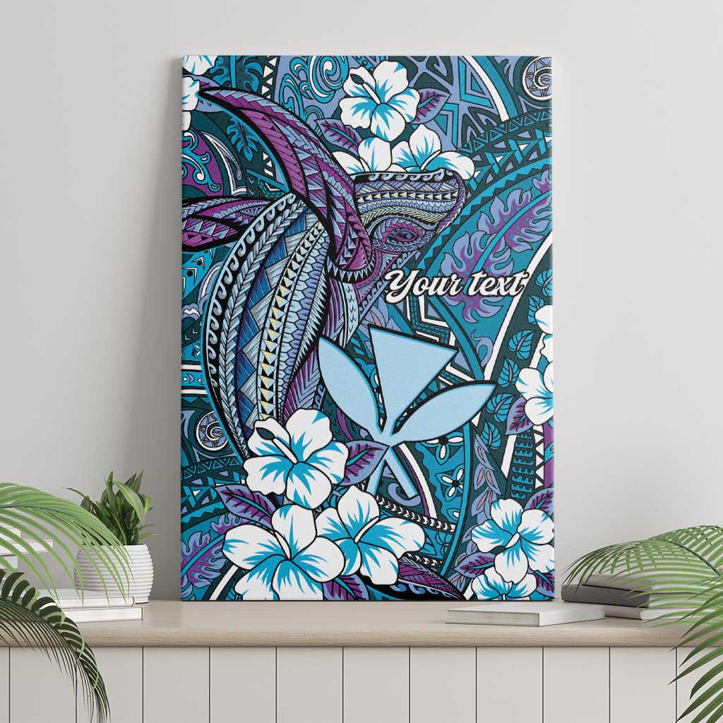 Personalised Hawaii Tribal Humpback Whale Canvas Wall Art Polu Hibiscus Seamless Pattern LT9 - Polynesian Pride