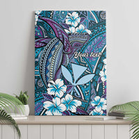 Personalised Hawaii Tribal Humpback Whale Canvas Wall Art Polu Hibiscus Seamless Pattern LT9 - Polynesian Pride