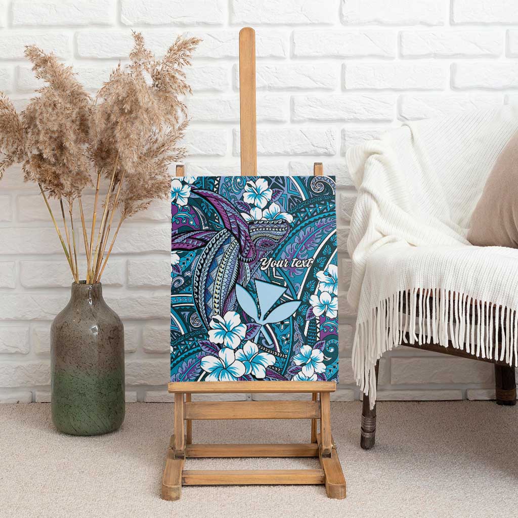 Personalised Hawaii Tribal Humpback Whale Canvas Wall Art Polu Hibiscus Seamless Pattern LT9 - Polynesian Pride