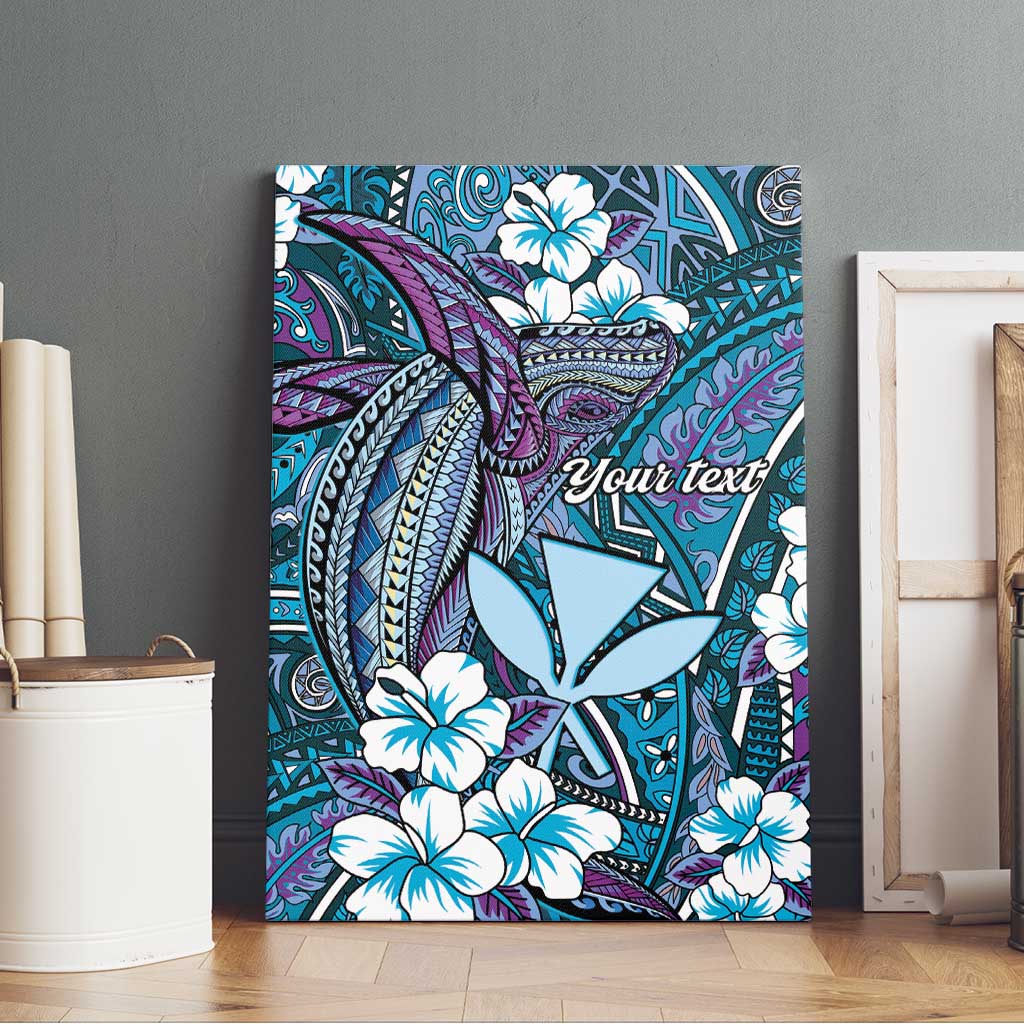 Personalised Hawaii Tribal Humpback Whale Canvas Wall Art Polu Hibiscus Seamless Pattern LT9 - Polynesian Pride