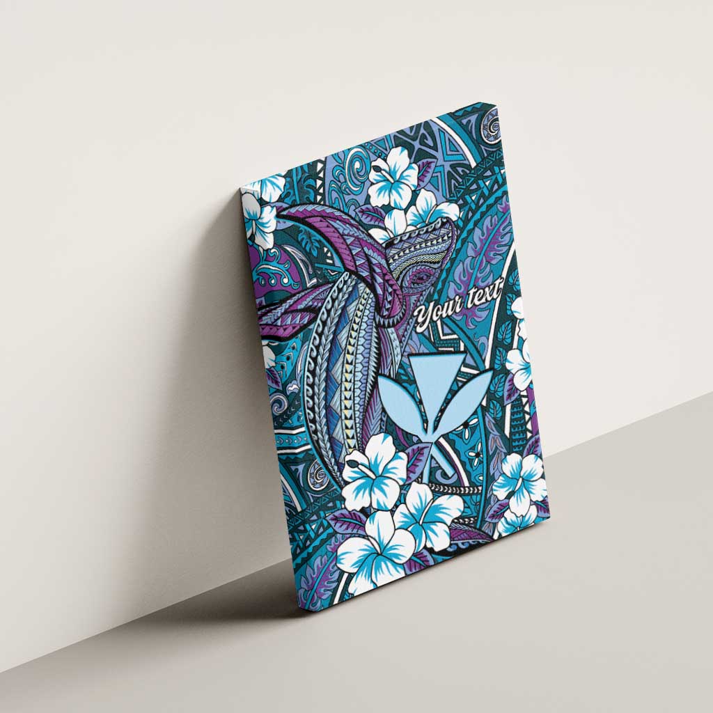 Personalised Hawaii Tribal Humpback Whale Canvas Wall Art Polu Hibiscus Seamless Pattern LT9 - Polynesian Pride